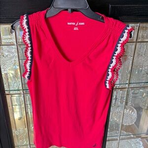 Nautica Red Tank Top with Lace Detail